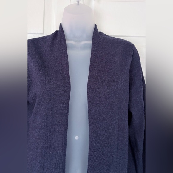 Eileen Fisher Open Front Merino Wool Long Cardigan in Navy Blue size Medium - Picture 6 of 14
